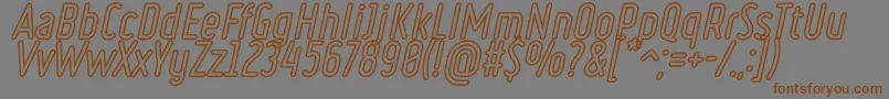 フォントRulerVolumeOutline – 茶色の文字が灰色の背景にあります。