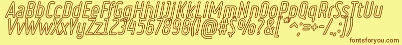 Fonte RulerVolumeOutline – fontes marrons em um fundo amarelo