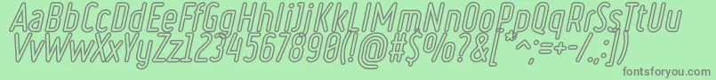 Fonte RulerVolumeOutline – fontes cinzas em um fundo verde