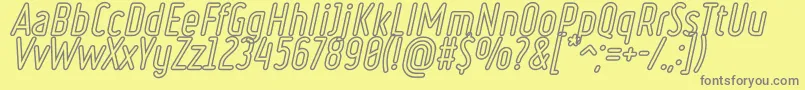 RulerVolumeOutline-fontti – harmaat kirjasimet keltaisella taustalla