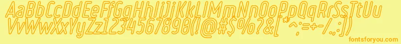 フォントRulerVolumeOutline – オレンジの文字が黄色の背景にあります。