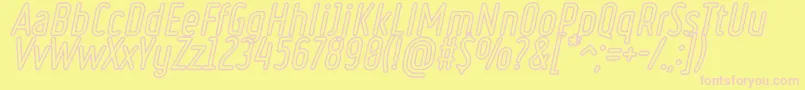 RulerVolumeOutline-Schriftart – Rosa Schriften auf gelbem Hintergrund