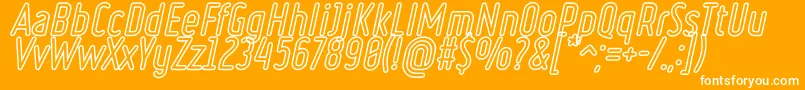 RulerVolumeOutline-Schriftart – Weiße Schriften auf orangefarbenem Hintergrund