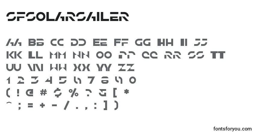 Czcionka SfSolarSailer – alfabet, cyfry, specjalne znaki