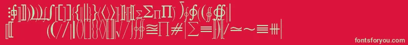 フォントQuantapifivessk – 赤い背景に緑の文字