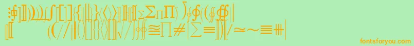 フォントQuantapifivessk – オレンジの文字が緑の背景にあります。