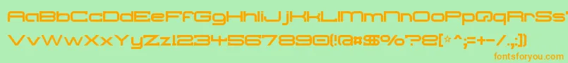 フォントTroglo – オレンジの文字が緑の背景にあります。