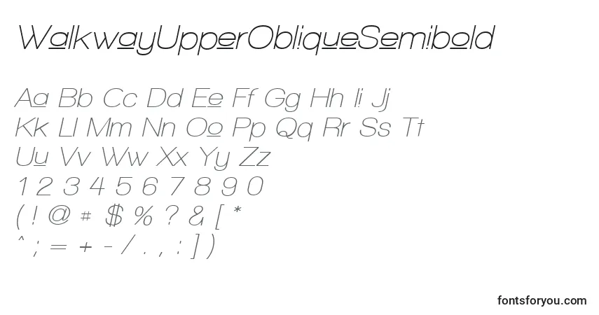 Шрифт WalkwayUpperObliqueSemibold – алфавит, цифры, специальные символы