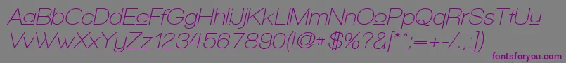 Шрифт WalkwayUpperObliqueSemibold – фиолетовые шрифты на сером фоне