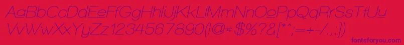 Fonte WalkwayUpperObliqueSemibold – fontes roxas em um fundo vermelho