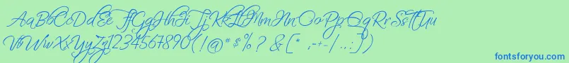 FascinatingChristmas-Schriftart – Blaue Schriften auf grünem Hintergrund