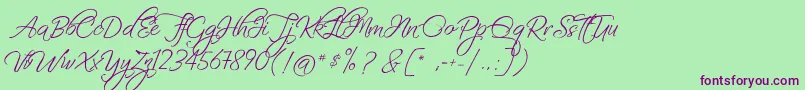 Шрифт FascinatingChristmas – фиолетовые шрифты на зелёном фоне