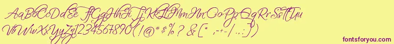 Шрифт FascinatingChristmas – фиолетовые шрифты на жёлтом фоне