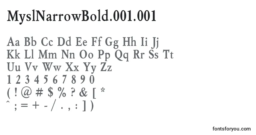 MyslNarrowBold.001.001 Font – alphabet, numbers, special characters