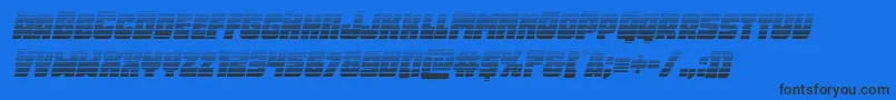 Opusmundigradital-Schriftart – Schwarze Schriften auf blauem Hintergrund