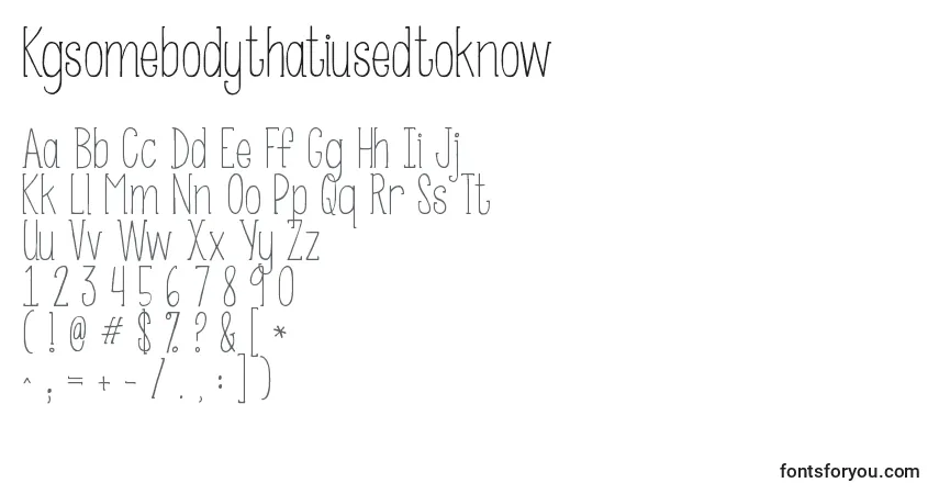 Kgsomebodythatiusedtoknow Font – alphabet, numbers, special characters