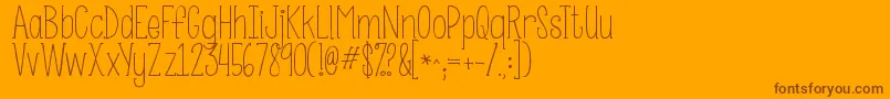 Kgsomebodythatiusedtoknow-Schriftart – Braune Schriften auf orangefarbenem Hintergrund