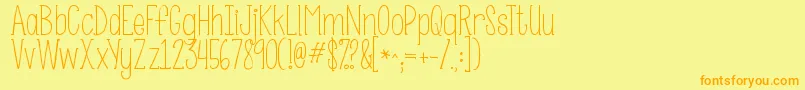 Kgsomebodythatiusedtoknow-Schriftart – Orangefarbene Schriften auf gelbem Hintergrund