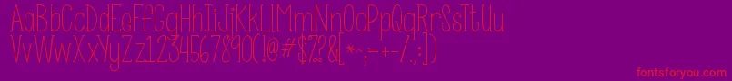 フォントKgsomebodythatiusedtoknow – 紫の背景に赤い文字