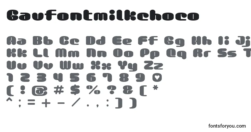 Gaufontmilkchoco-fontti – aakkoset, numerot, erikoismerkit