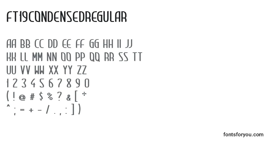 Czcionka Ft19CondensedRegular – alfabet, cyfry, specjalne znaki