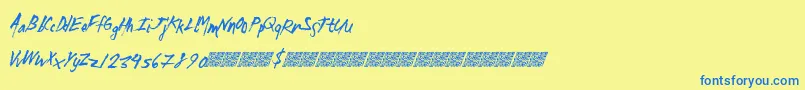 Madzombies Font – Blue Fonts on Yellow Background