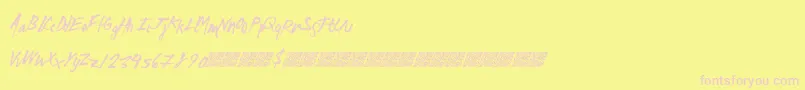 フォントMadzombies – ピンクのフォント、黄色の背景