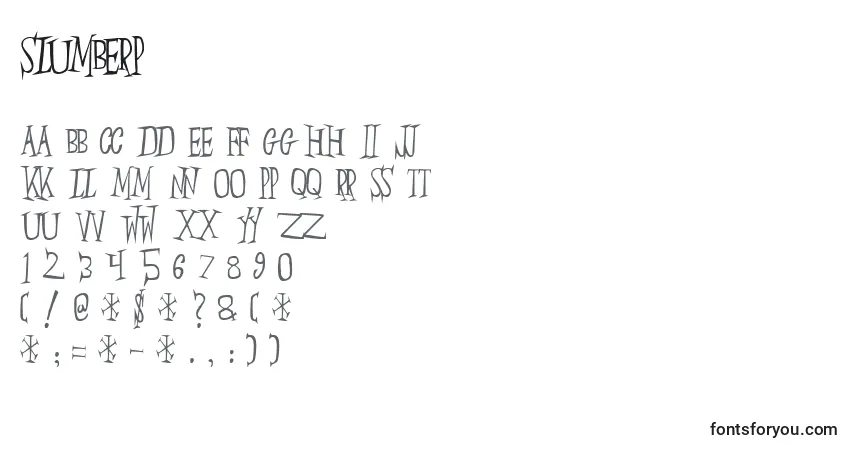 Czcionka Slumberp – alfabet, cyfry, specjalne znaki