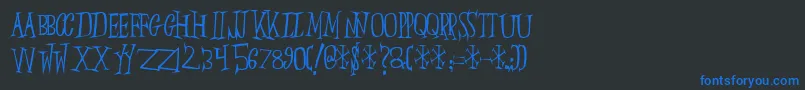 Slumberp-Schriftart – Blaue Schriften auf schwarzem Hintergrund