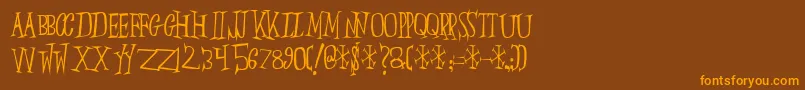 Slumberp-Schriftart – Orangefarbene Schriften auf braunem Hintergrund