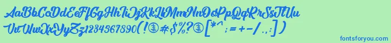AstheniaPersonalUseOnly-Schriftart – Blaue Schriften auf grünem Hintergrund