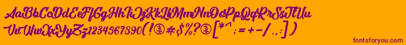 AstheniaPersonalUseOnly-Schriftart – Violette Schriften auf orangefarbenem Hintergrund