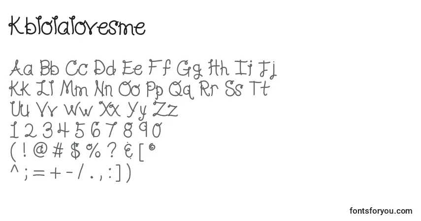 Schriftart Kblolalovesme – Alphabet, Zahlen, spezielle Symbole