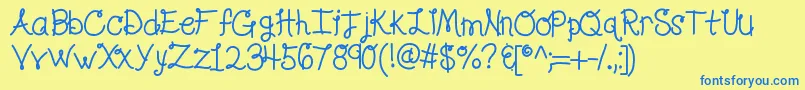 Kblolalovesme Font – Blue Fonts on Yellow Background