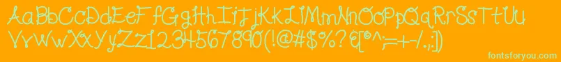 More about Kblolalovesme Font Kblolalovesme Font – Green Fonts on Orange Background