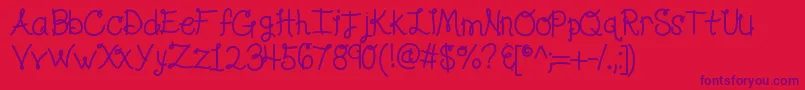 Kblolalovesme-Schriftart – Violette Schriften auf rotem Hintergrund