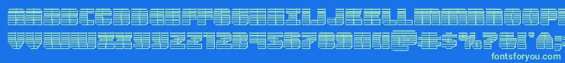 Warpthrusterchrome-Schriftart – Grüne Schriften auf blauem Hintergrund