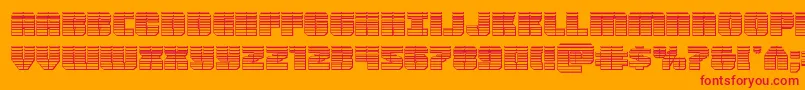 Warpthrusterchrome-Schriftart – Rote Schriften auf orangefarbenem Hintergrund