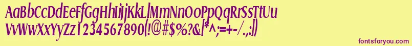 GriffoncondensedBoldItalic Font – Purple Fonts on Yellow Background