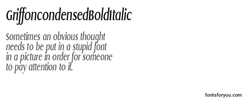 GriffoncondensedBoldItalic Font