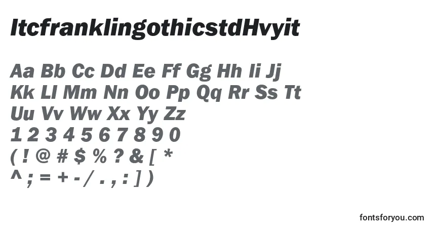 A fonte ItcfranklingothicstdHvyit – alfabeto, números, caracteres especiais