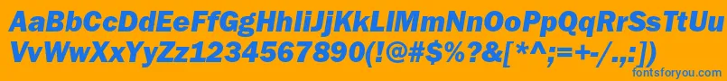 ItcfranklingothicstdHvyit Font – Blue Fonts on Orange Background