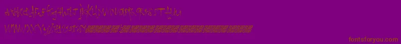 Loathingfear-Schriftart – Braune Schriften auf violettem Hintergrund