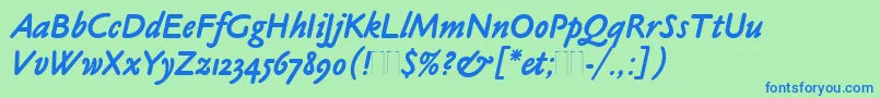 ClaudeSansBoldItalicPlain Font – Blue Fonts on Green Background