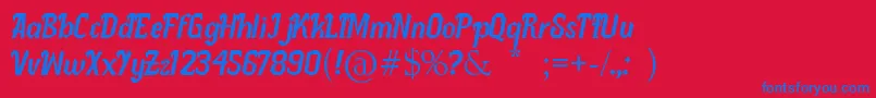 Pletakrutuk Font – Blue Fonts on Red Background