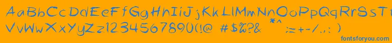 Alphahate Font – Blue Fonts on Orange Background