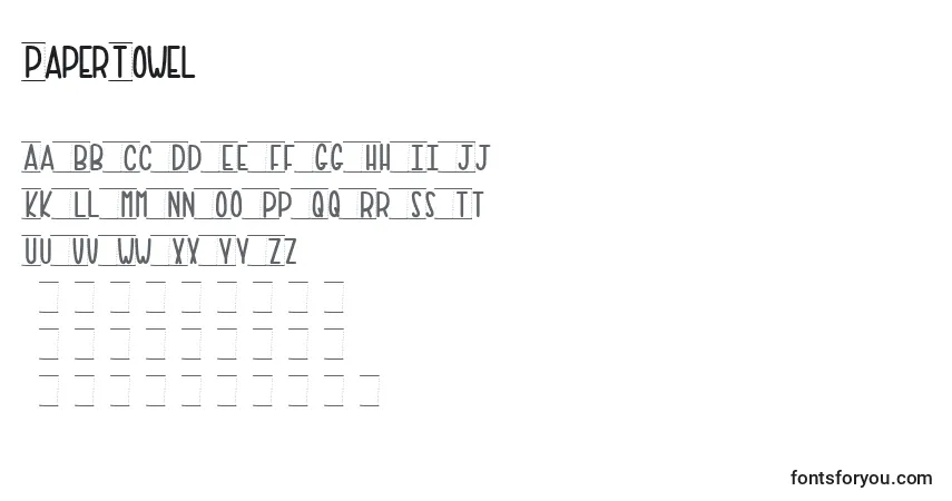 PaperTowel-fontti – aakkoset, numerot, erikoismerkit