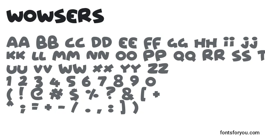 Wowsers-fontti – aakkoset, numerot, erikoismerkit