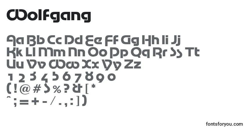 A fonte Wolfgang – alfabeto, números, caracteres especiais