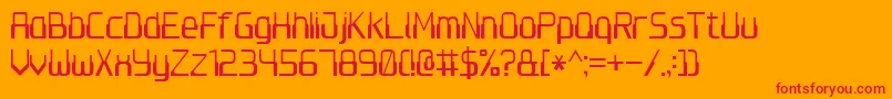 Computer7-Schriftart – Rote Schriften auf orangefarbenem Hintergrund